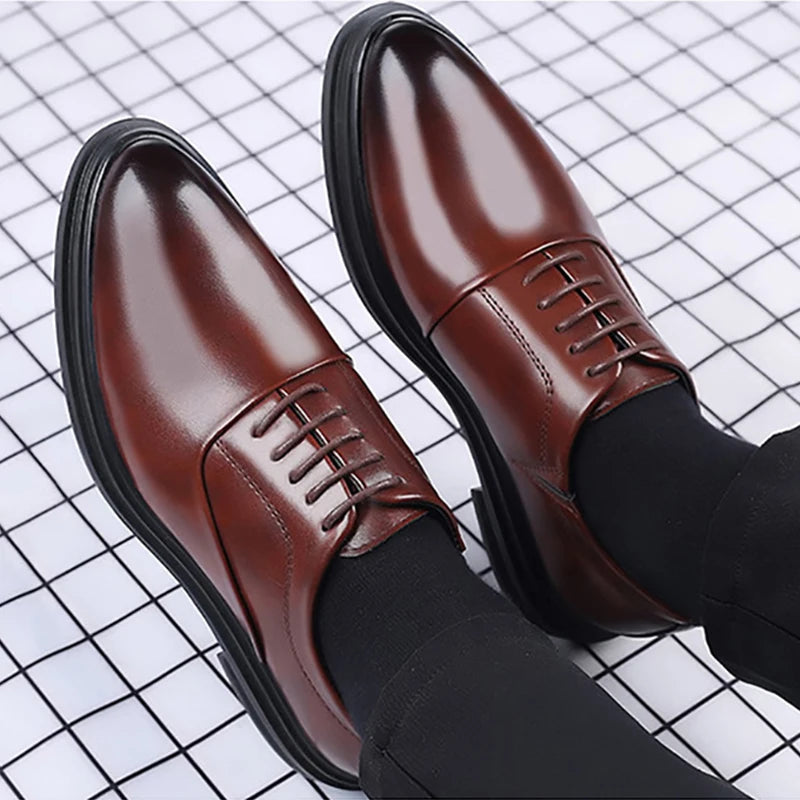 Business Men Formal Shoes Black Leather Shoes Mens Fashion Casual Dress Shoes Classic Italian Formal Oxford Shoe for Men
