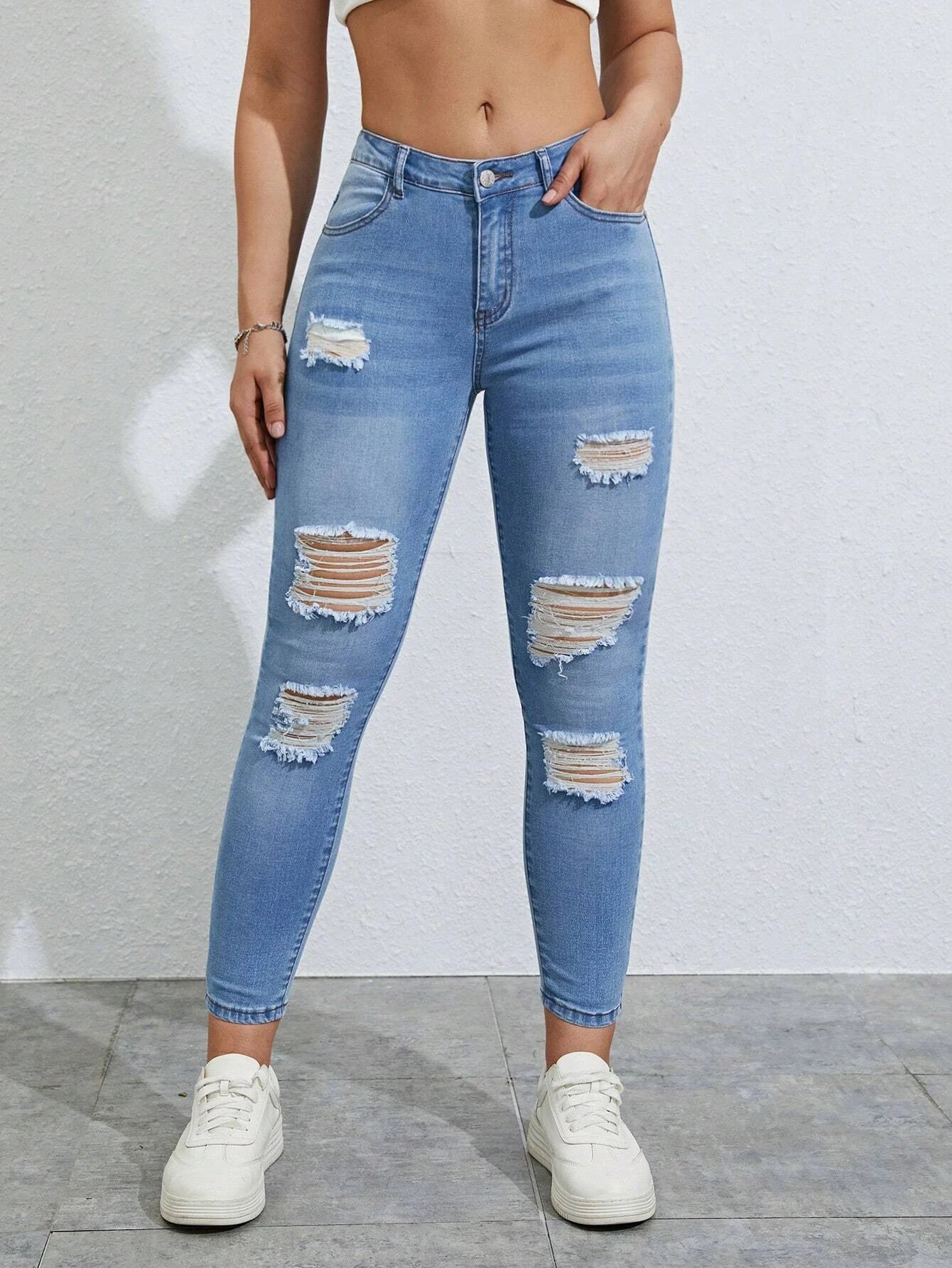 Essnce Ripped Skinny Jeans Women's Jeans