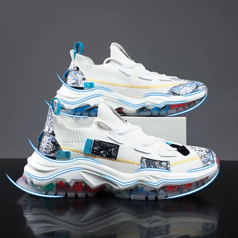 Shoes Men Sneakers Male Casual Breathable Shoes Luxury Shoes Trainer Race Shoes Fashion Loafers Sport Running Elastic Shoes