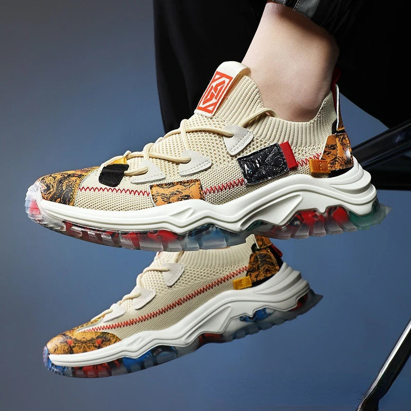 Shoes Men Sneakers Male Casual Breathable Shoes Luxury Shoes Trainer Race Shoes Fashion Loafers Sport Running Elastic Shoes