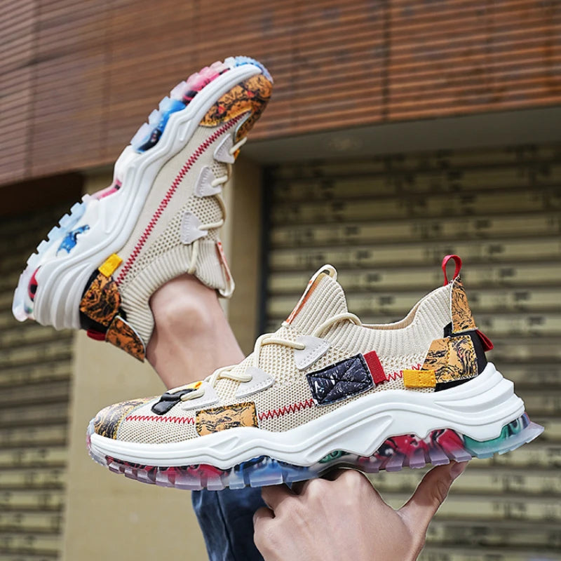 Shoes Men Sneakers Male Casual Breathable Shoes Luxury Shoes Trainer Race Shoes Fashion Loafers Sport Running Elastic Shoes