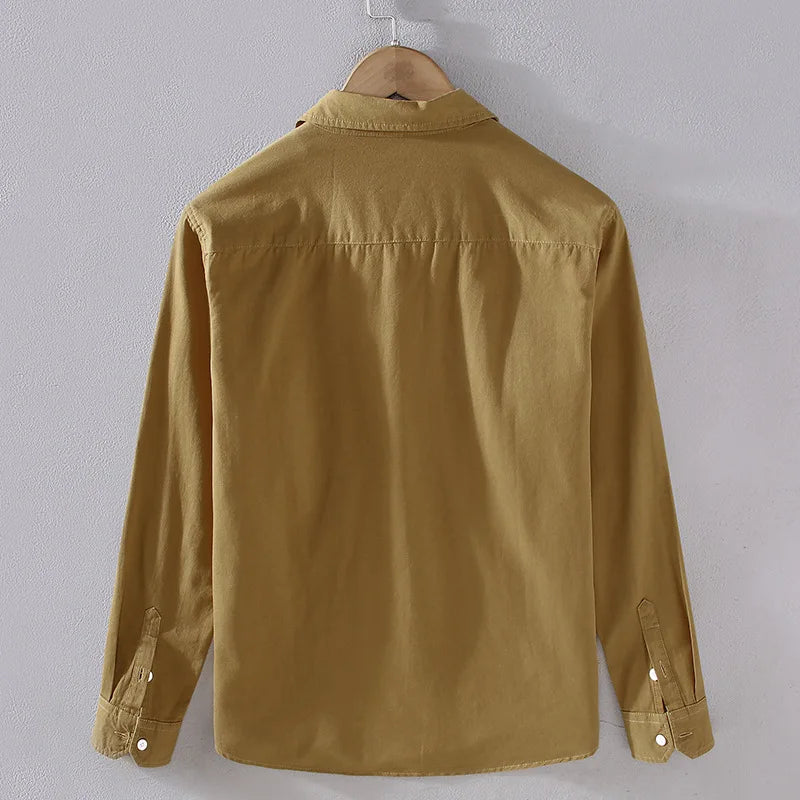 2307 Trendy Handsome Male Shirts Personality Patchwork Koreab Style Casual Loose Long Sleeve Lapel Cotton Blouse Men'S Clothing Men Shirt