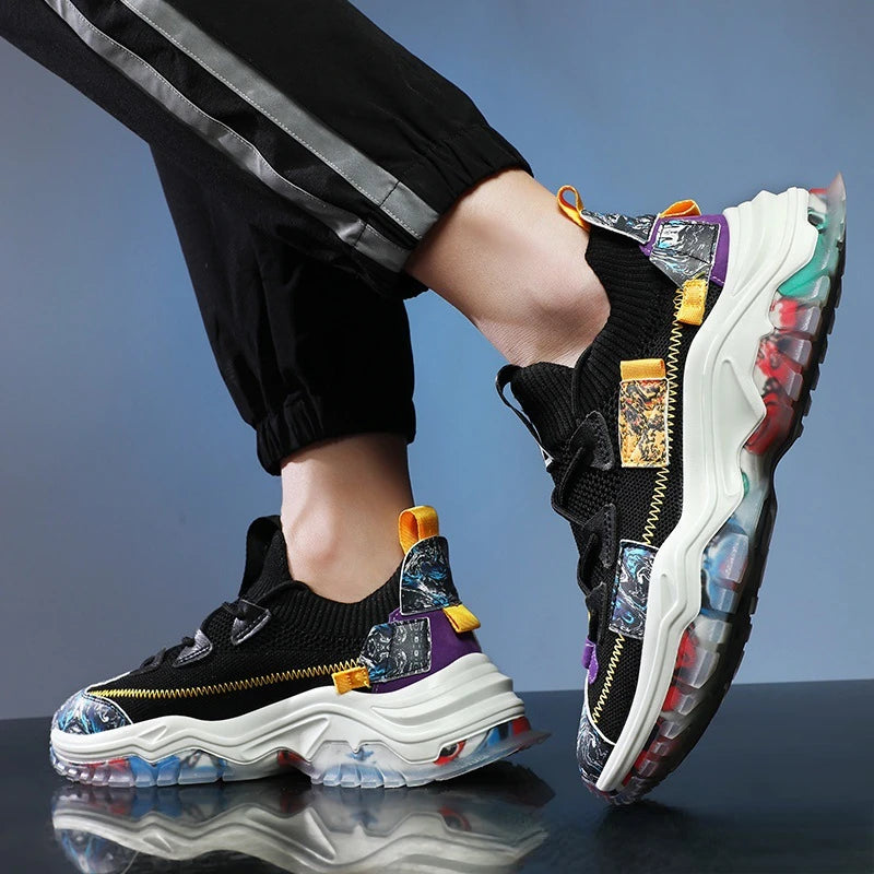 Shoes Men Sneakers Male Casual Breathable Shoes Luxury Shoes Trainer Race Shoes Fashion Loafers Sport Running Elastic Shoes