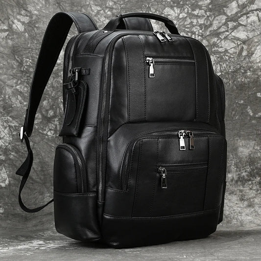 Fashion Designer Leather Backpack Vintage Style Crazy Horse Leather Travel Backpack Bag 100% Genuine Leather Computer Bag Men